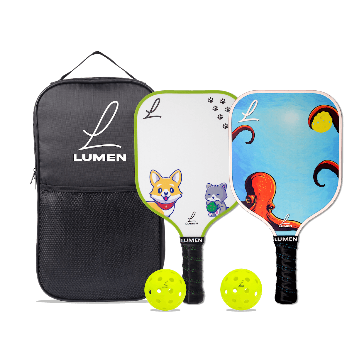 Lumen Paddles Youth Pickleball Set with balls and case