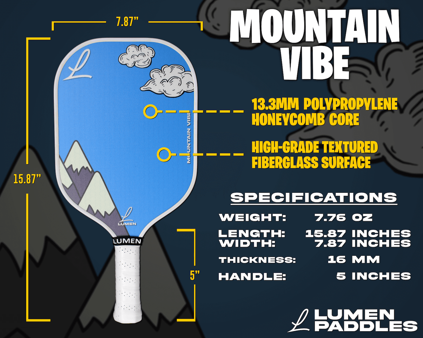 Mountain Vibe Pickleball Paddle Specifications