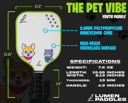 Lumen Paddles Pet Vibe Youth Pickleball Paddle Specs